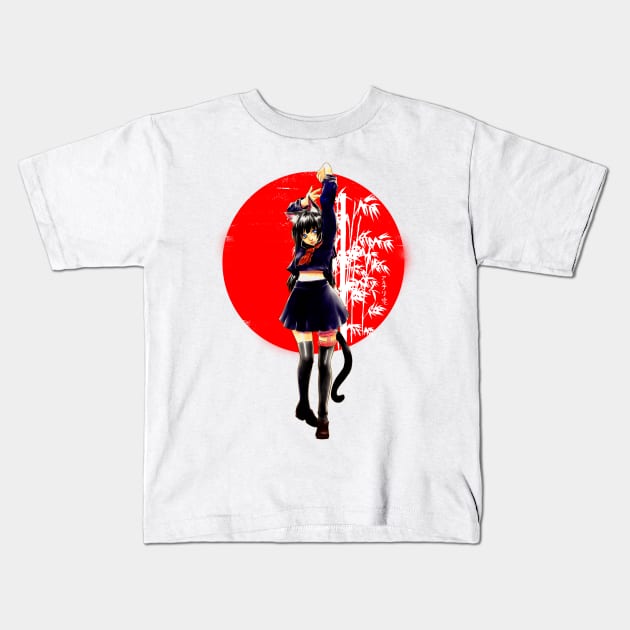 Neko no on'nanoko Kids T-Shirt by ArchiriUsagi